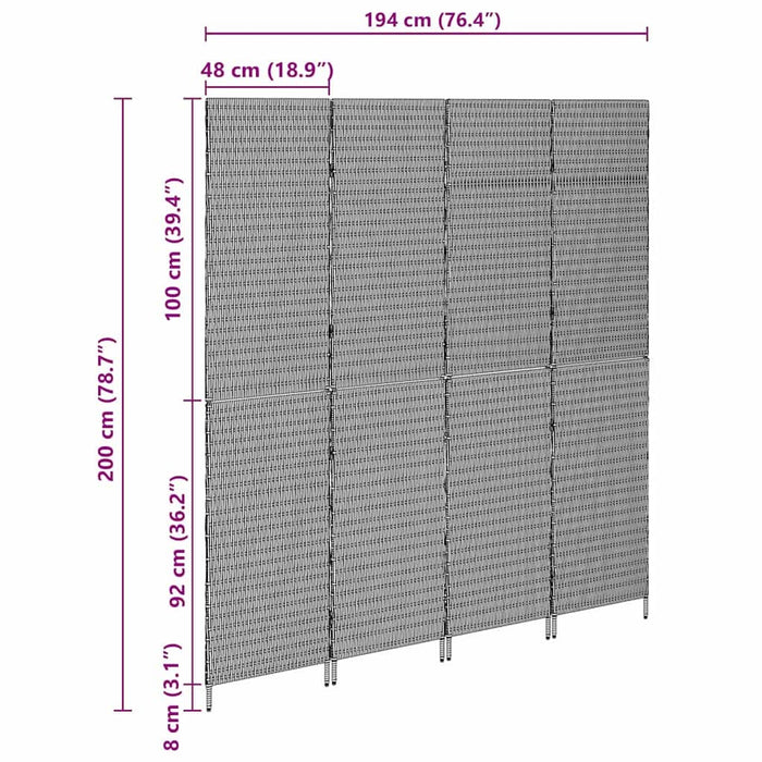 Separator de cameră Pliere Manual Bej 196 x 200 cm poliratan - WALTI WALTI