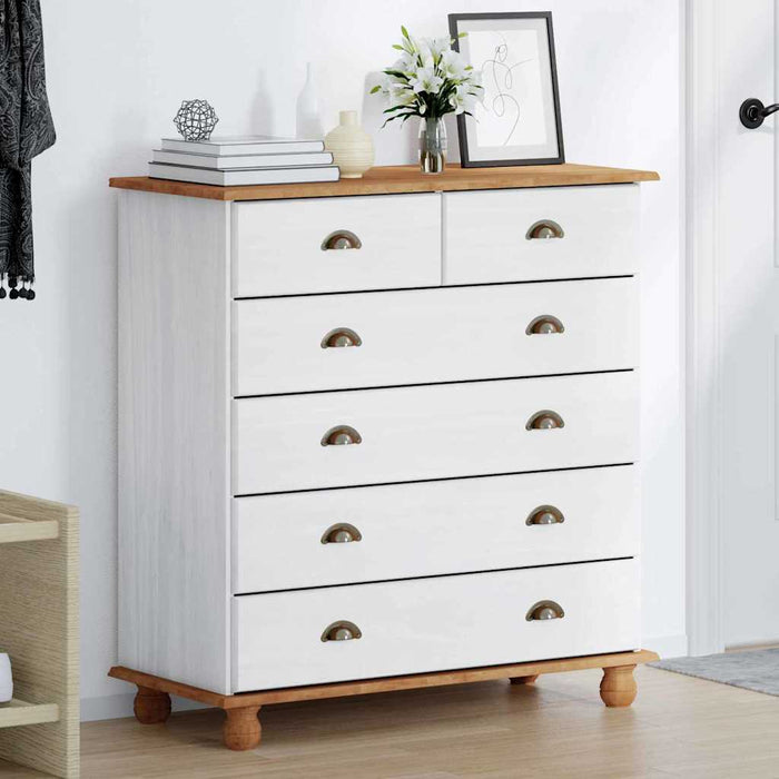 Comodă cu sertar ASKIM Alb 91 x 40 x 95,5 cm Lemn de pin masiv - WALTI WALTI