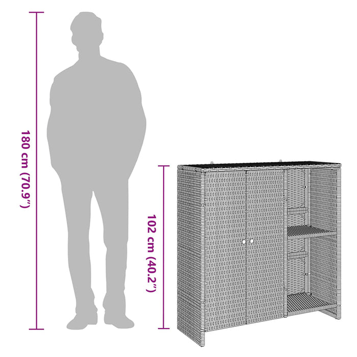 Dulap de depozitare cu depozitare Gri 100 x 36 x 102 cm Ratan - WALTI WALTI