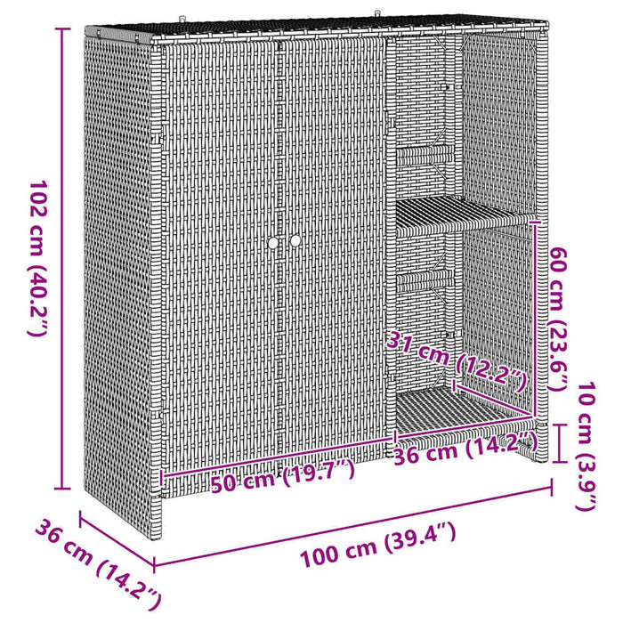 Dulap de depozitare cu raft cu ușă Bej 100 x 36 x 102 cm Ratan - WALTI WALTI