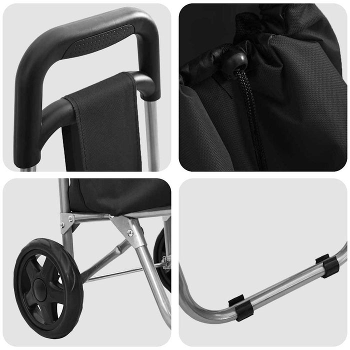 Carucior de cumpărături Negru 35 x 28 x 92 cm Tafeta Oxford - WALTI WALTI