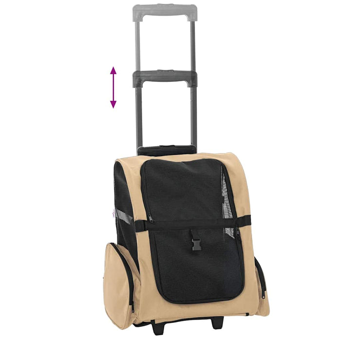 Cărucior pentru animale de companie 3 în 1, design nisipos, 48x32x(57-106) cm, material Oxford WALTI