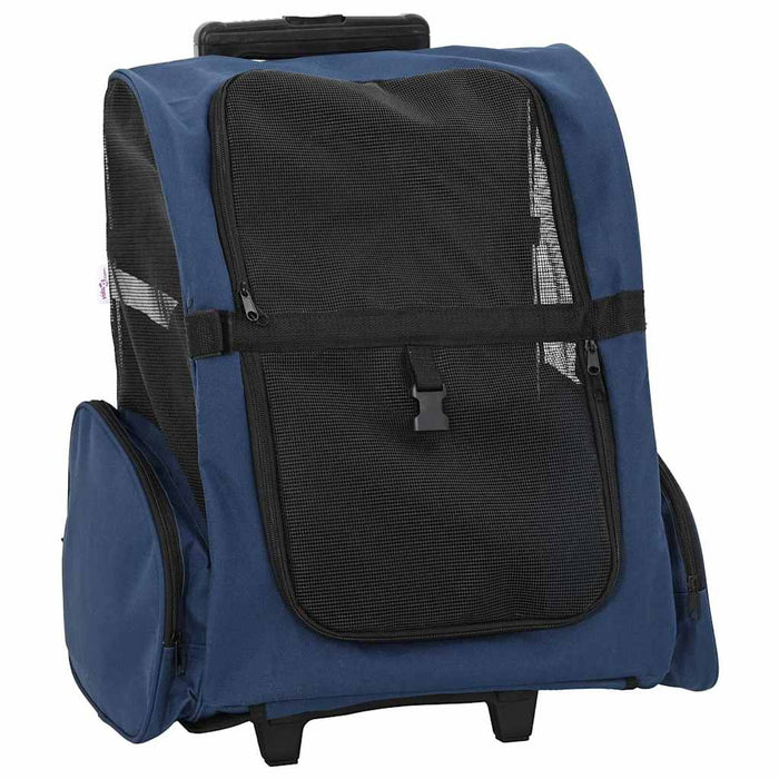 Cărucior pentru animale de companie 3 în 1, design albastru, 48x32x(57-106) cm, material Oxford WALTI