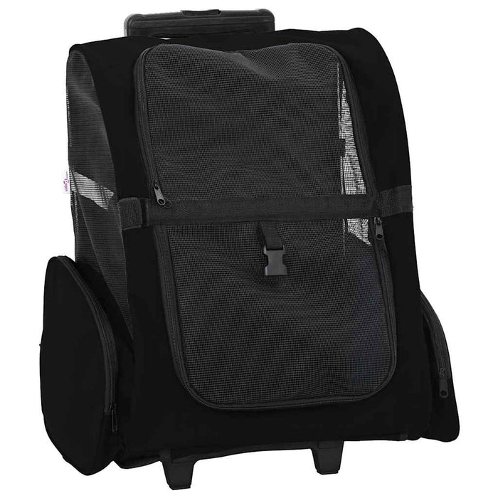 Cărucior pentru animale de companie, design 3 în 1, negru, 48x32x(57-106) cm, material Oxford WALTI