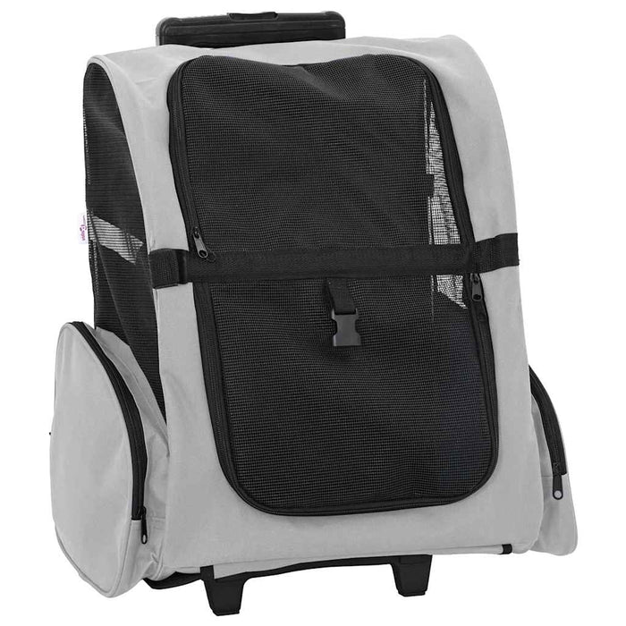 Cărucior pentru animale de companie 3 în 1, gri, 48x32x(57-106) cm, material Oxford WALTI