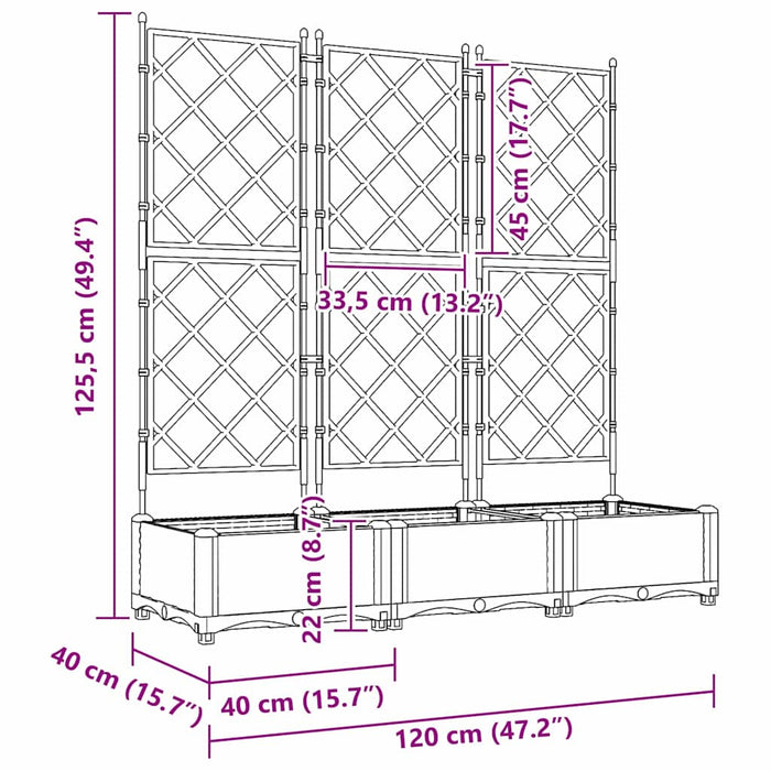 Vază pentru Grădină 3 pcs Maro 120 x 40 x 125,5 cm Plastic - WALTI WALTI