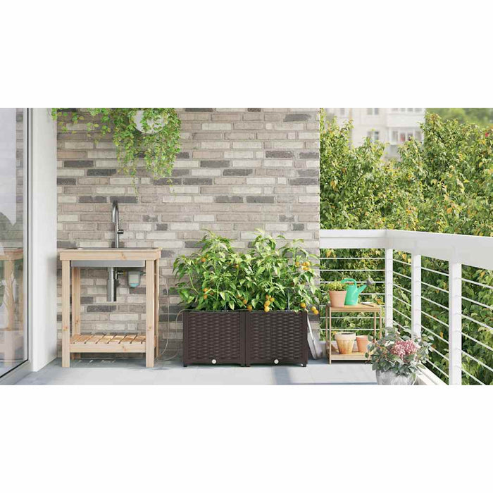 Vază pentru Grădină 2 pcs Maro Plastic - WALTI WALTI