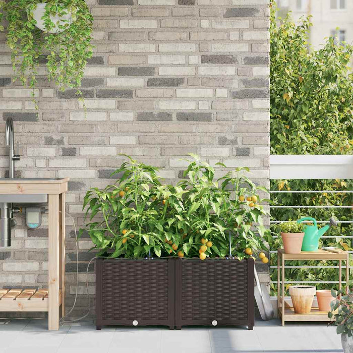 Vază pentru Grădină 2 pcs Maro Plastic - WALTI WALTI