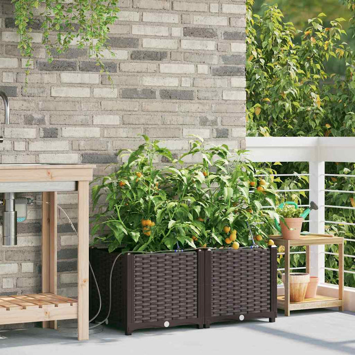 Vază pentru Grădină 2 pcs Maro Plastic - WALTI WALTI