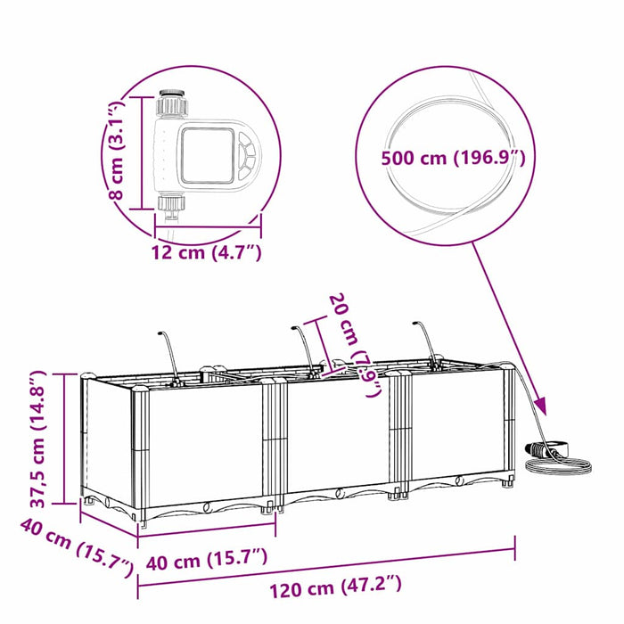 Vază pentru Grădină 3 pcs Maro Plastic - WALTI WALTI