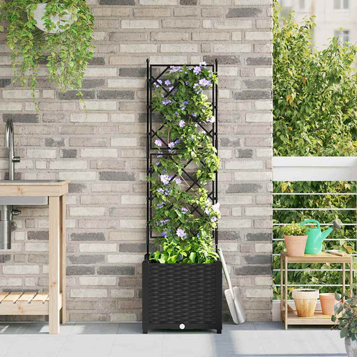 Ghiveci de grădină cu trellis Negru 40 x 40 x 143 cm PP - WALTI WALTI