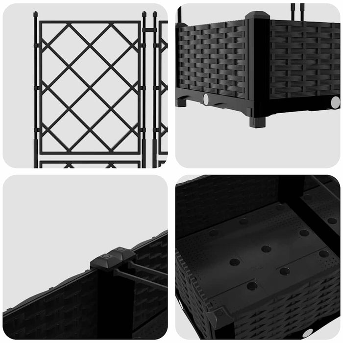 Ghiveci de grădină cu trellis 2 pcs Negru 80 x 40 x 125.5 cm PP - WALTI WALTI