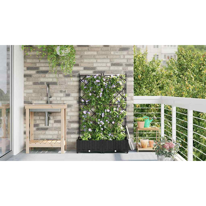 Ghiveci de grădină cu trellis 2 pcs Negru 80 x 40 x 125.5 cm PP - WALTI WALTI