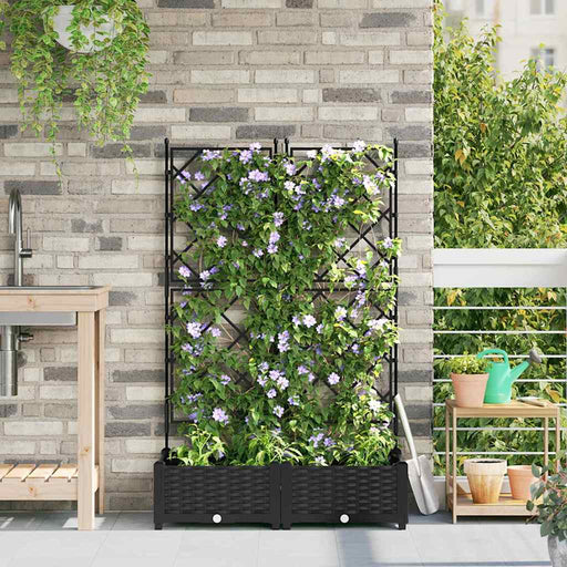 Ghiveci de grădină cu trellis 2 pcs Negru 80 x 40 x 125.5 cm PP - WALTI WALTI