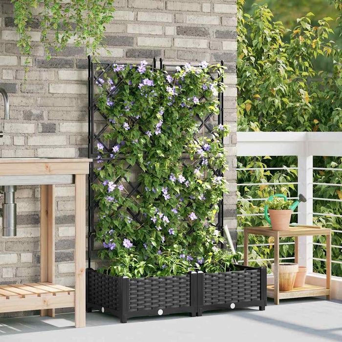 Ghiveci de grădină cu trellis 2 pcs Negru 80 x 40 x 125.5 cm PP - WALTI WALTI