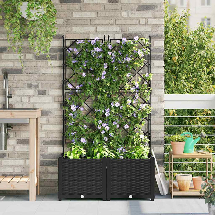 Vază pentru Grădină 2 pcs Negru 80 x 40 x 143 cm Plastic - WALTI WALTI
