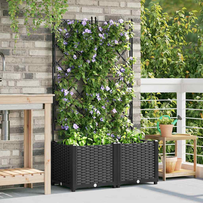 Vază pentru Grădină 2 pcs Negru 80 x 40 x 143 cm Plastic - WALTI WALTI