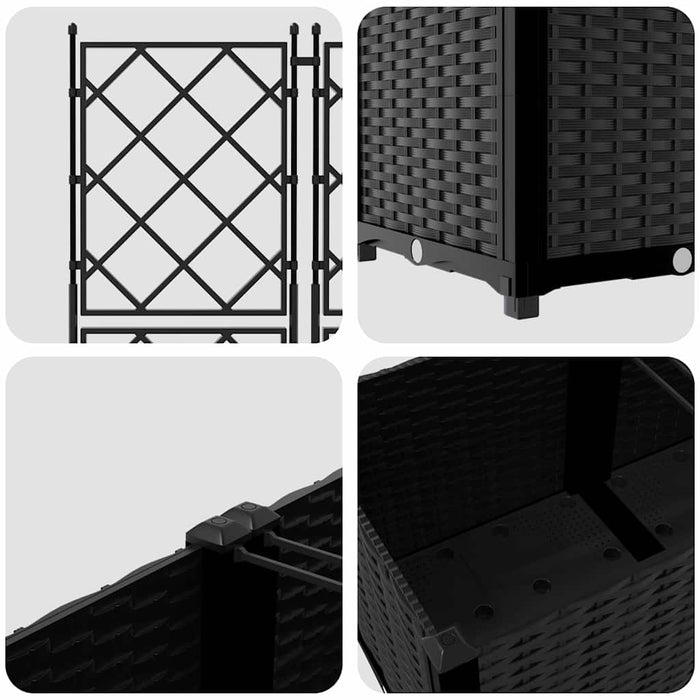 Ghiveci de grădină cu trellis 3 pcs Negru 120 x 40 x 143 cm PP - WALTI WALTI