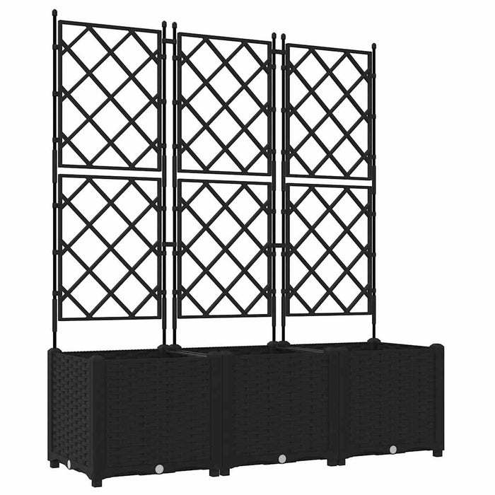 Ghiveci de grădină cu trellis 3 pcs Negru 120 x 40 x 143 cm PP - WALTI WALTI