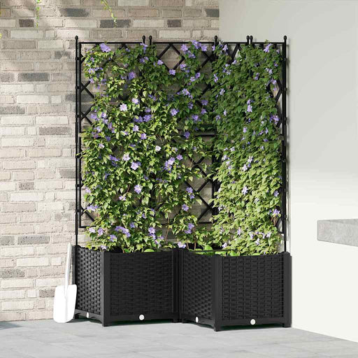 Ghiveci de grădină cu trellis 3 pcs Negru 80 x 80 x 143 cm PP - WALTI WALTI