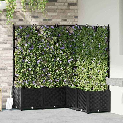 Ghiveci de grădină cu trellis 5 pcs Negru 120 x 120 x 143 cm PP - WALTI WALTI
