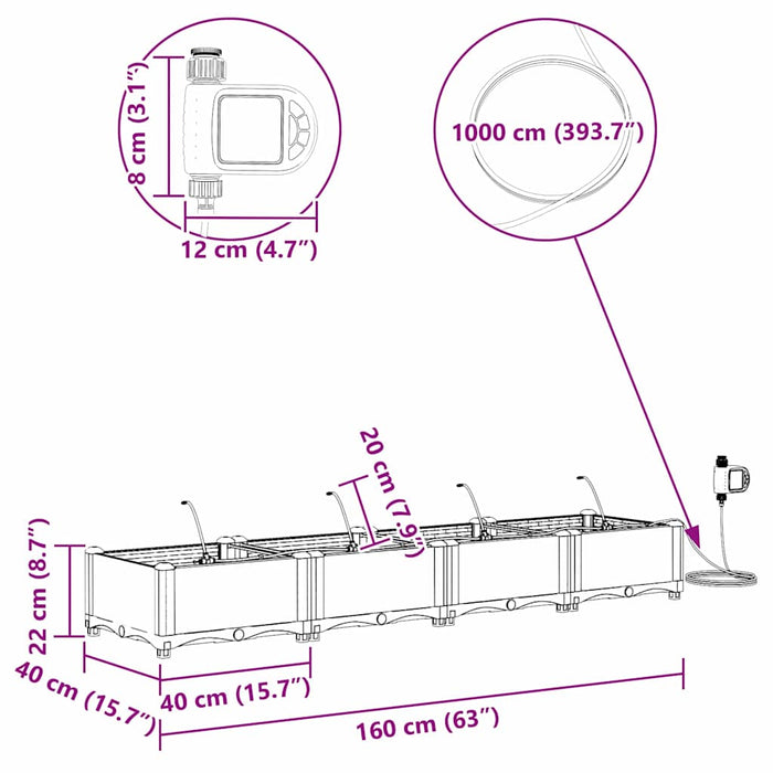 Ghivece pentru grădină Negru 160 x 40 x 22 cm Oțel - WALTI WALTI