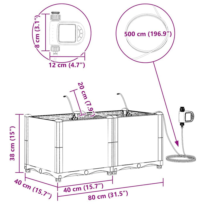 Ghivece pentru grădină Negru 80 x 40 x 37.5 cm Oțel - WALTI WALTI