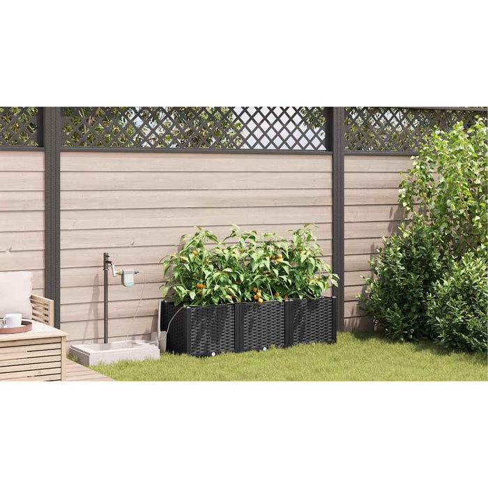 Vază pentru Grădină 3 pcs Negru Plastic - WALTI WALTI