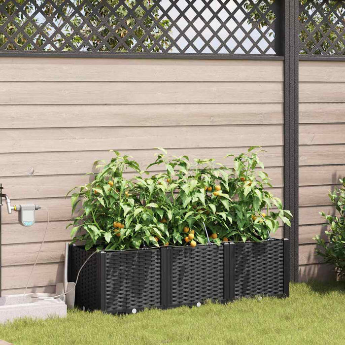 Vază pentru Grădină 3 pcs Negru Plastic - WALTI WALTI