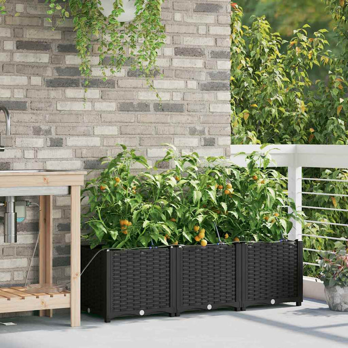 Vază pentru Grădină 3 pcs Negru Plastic - WALTI WALTI