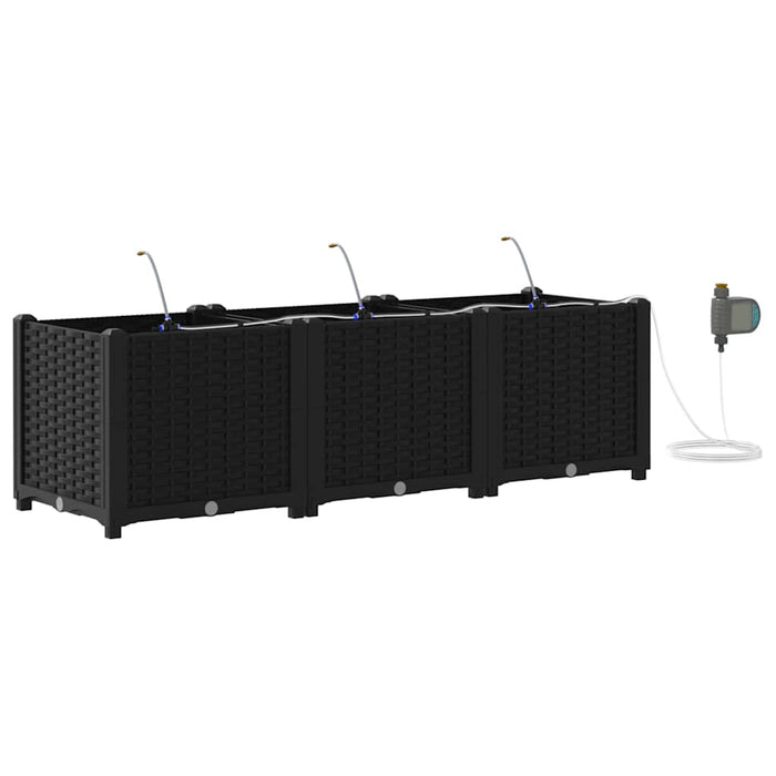 Vază pentru Grădină 3 pcs Negru Plastic - WALTI WALTI