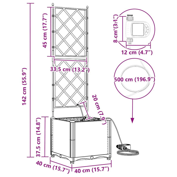 Ghivece pentru grădină Negru 40 x 40 x 142 cm Oțel - WALTI WALTI