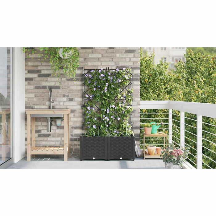 Vază pentru Grădină 2 pcs Negru Plastic - WALTI WALTI