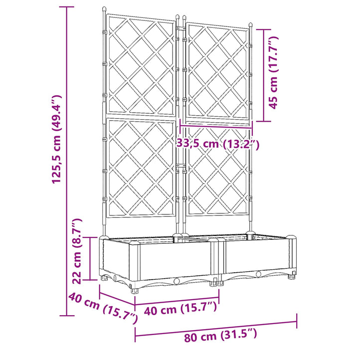 Vază pentru Grădină 2 buc. Gri 80 x 40 x 125,5 cm PP - WALTI WALTI