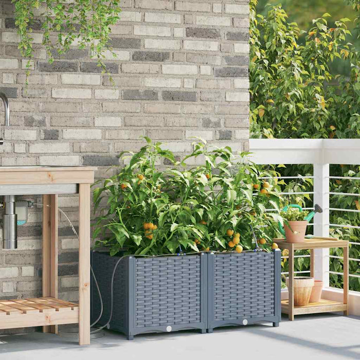 Vază pentru Grădină 2 pcs Gri Deschis Plastic - WALTI WALTI