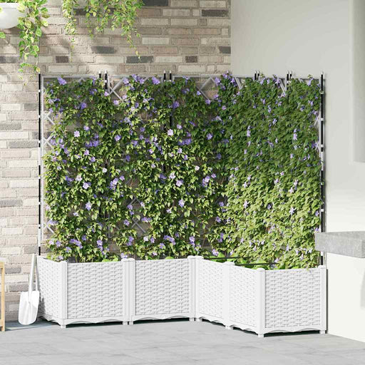 Ghiveci de grădină cu trellis 5 pcs Alb 120 x 120 x 143 cm PP - WALTI WALTI