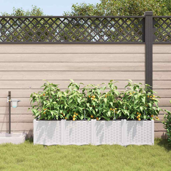 Vază pentru Grădină 4 pcs Alb Plastic WALTI