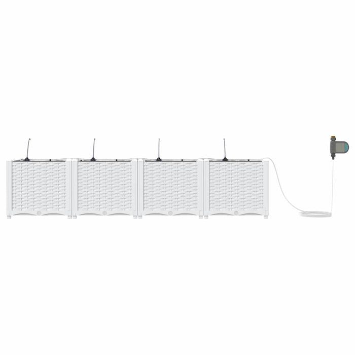 Vază pentru Grădină 4 pcs Alb Plastic WALTI