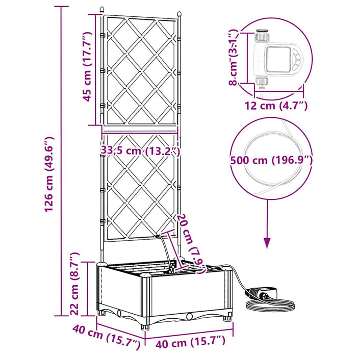Ghivece pentru grădină Alb 40 x 40 x 126 cm Oțel - WALTI WALTI