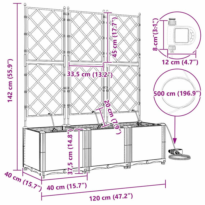 Ghivece pentru grădină Alb 120 x 40 x 142 cm Oțel - WALTI WALTI