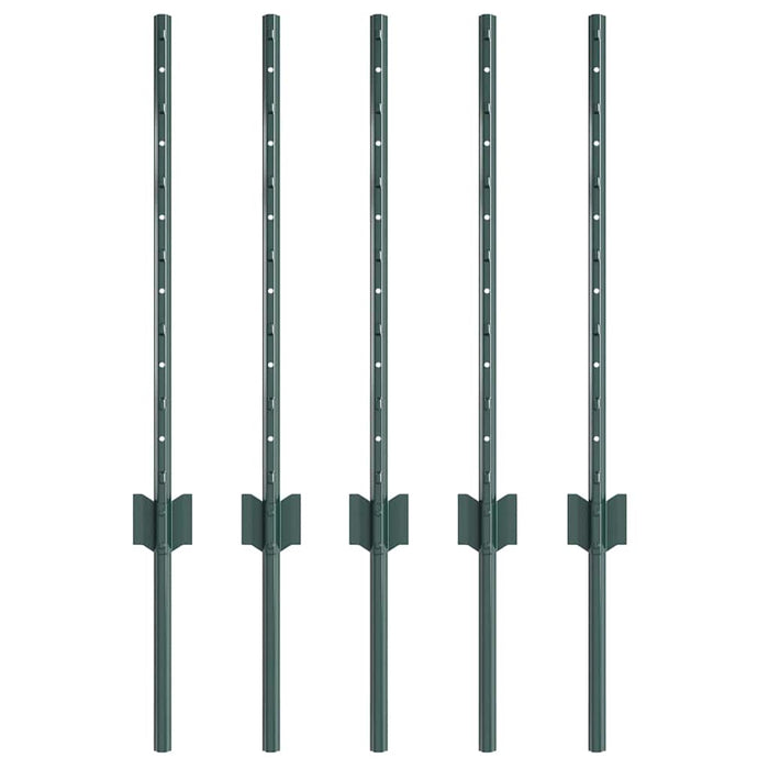 Stâlp de gard. 5 pcs Verde 100 cm Oțel - WALTI WALTI
