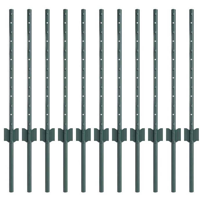 Stâlp de gard. 11 pcs Verde 100 cm Oțel - WALTI WALTI
