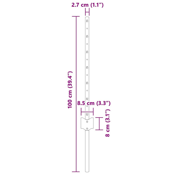 Stâlp de gard. 11 pcs Verde 100 cm Oțel - WALTI WALTI
