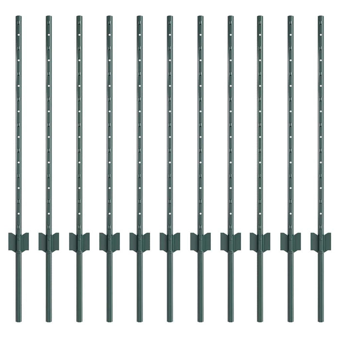 Stâlp de gard. 11 pcs Verde 120 cm Oțel - WALTI WALTI