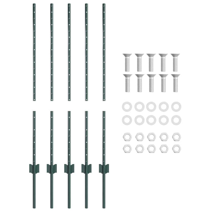 Stâlp de gard. 5 pcs Verde 140 cm Oțel - WALTI WALTI