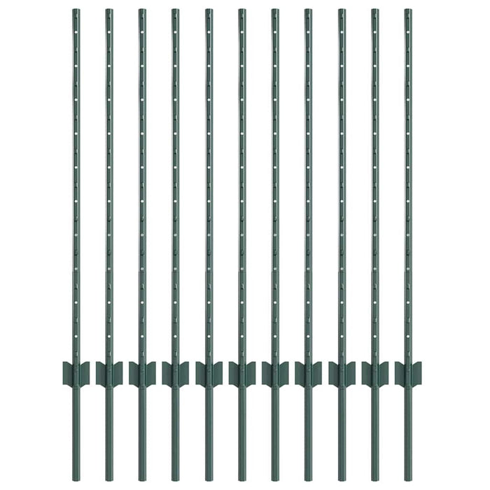 Stâlp de gard. 11 pcs Verde 100 cm Oțel - WALTI WALTI