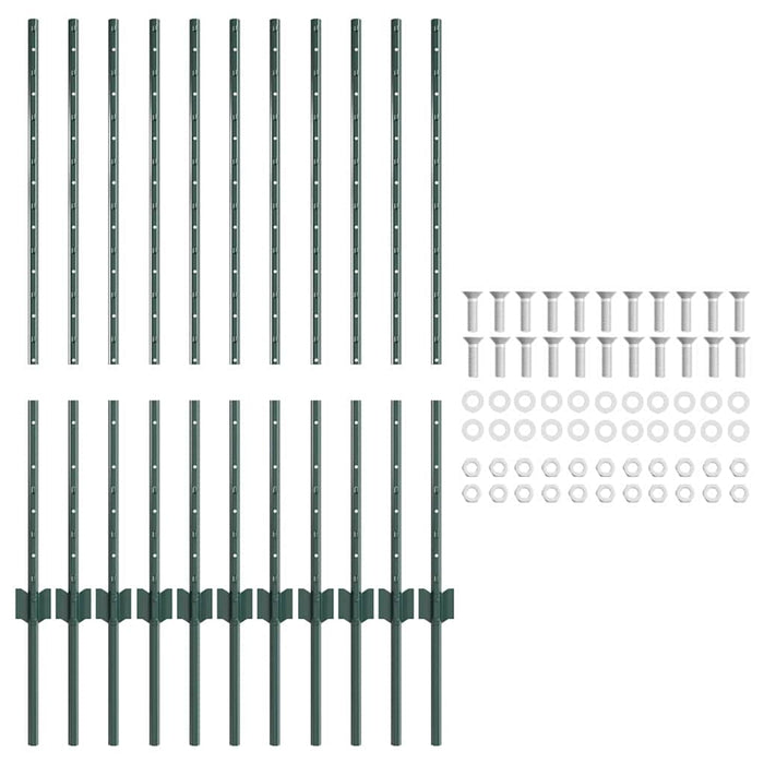 Stâlp de gard. 11 pcs Verde 100 cm Oțel - WALTI WALTI