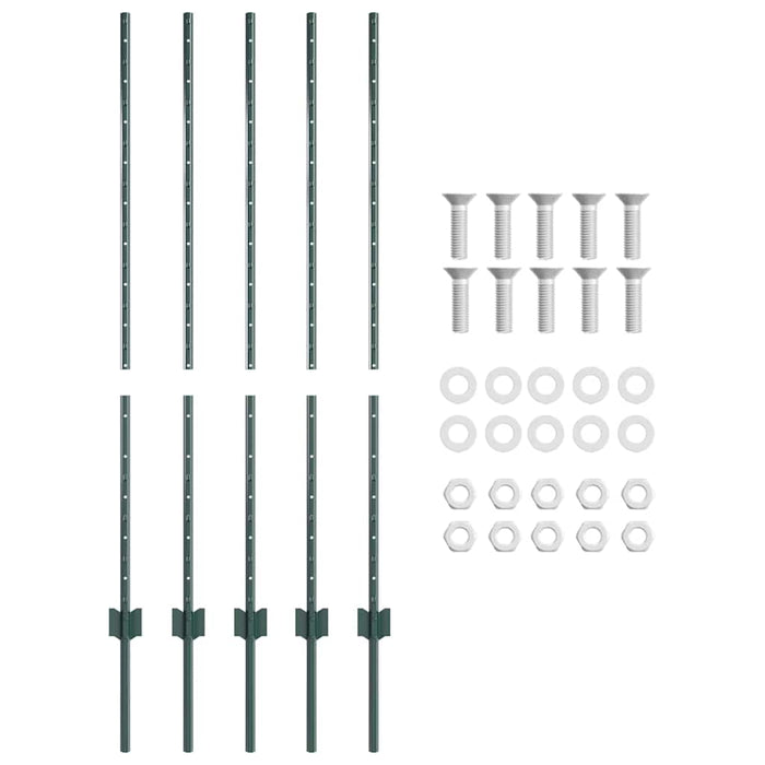 Stâlp de gard. 5 pcs Verde 120 cm Oțel - WALTI WALTI