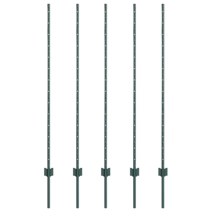 Stâlp de gard. 5 pcs Verde 140 cm Oțel - WALTI WALTI