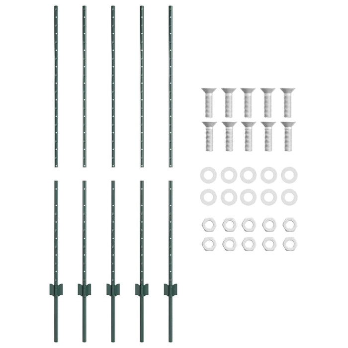 Stâlp de gard. 5 pcs Verde 140 cm Oțel - WALTI WALTI
